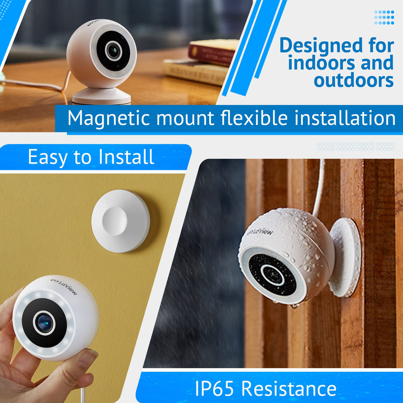 4MP 2K Security Cameras Outdoor Indoor Wired,IP65, Starlight Sensor & 100 Ft Night Vision,Motion/Person Detection,2-Way Audio/Spotlight,US Cloud,Compatible With Alexa,iOS & Android & Web Access 2 Pack White