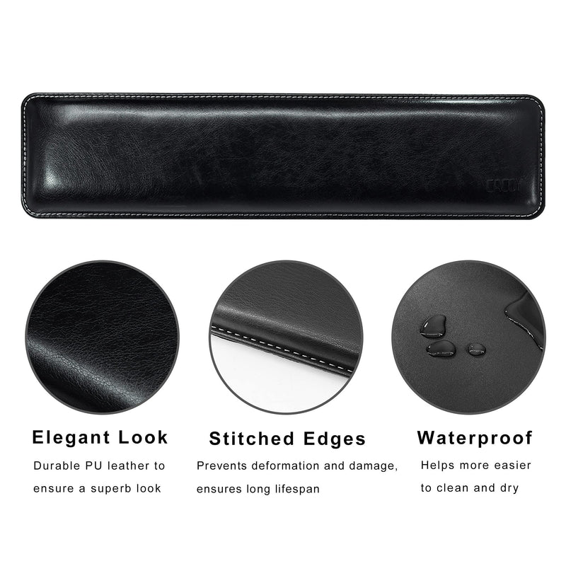 Cacoy Keyboard Wrist Rest Ergonomic Soft PU Leather Wrist Support with Memory Foam-Filled for Office, Computer, Laptops, Keyboard - Black Keyboard-Wrist Rest