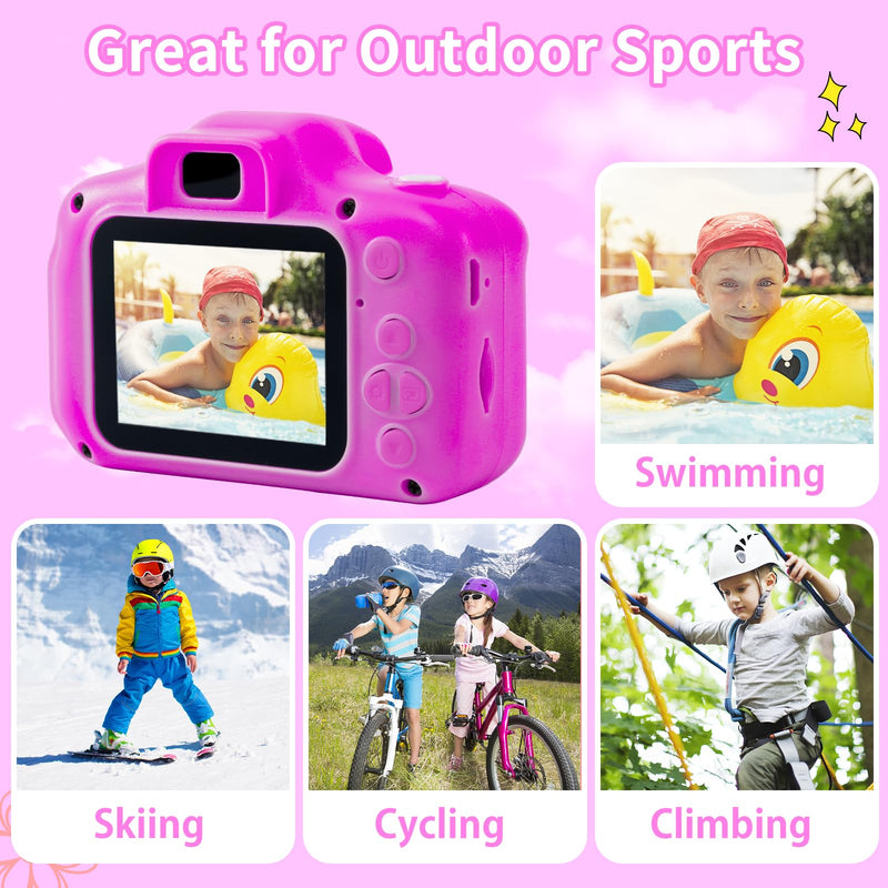 Kids Camera Underwater Waterproof Digital Camera for Kids 2 Inch IPS Screen 1080P HD Kids Video Action Camera for 3 4 5 6 7 8 9 10 Year Old Girls Boys Thanksgiving Christmas Birthday Gift Rose Red