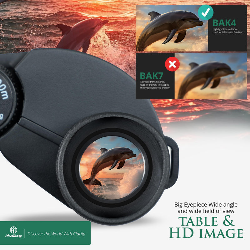 Binoculars 15x25 for Adults and Kids BAK4 Prism for Brighter & Sharper Image - FMC Prevent Surface Reflection & Boost Light for Bird Watching, Outdoor Hunting, Travel, Compact & Low Light Vision
