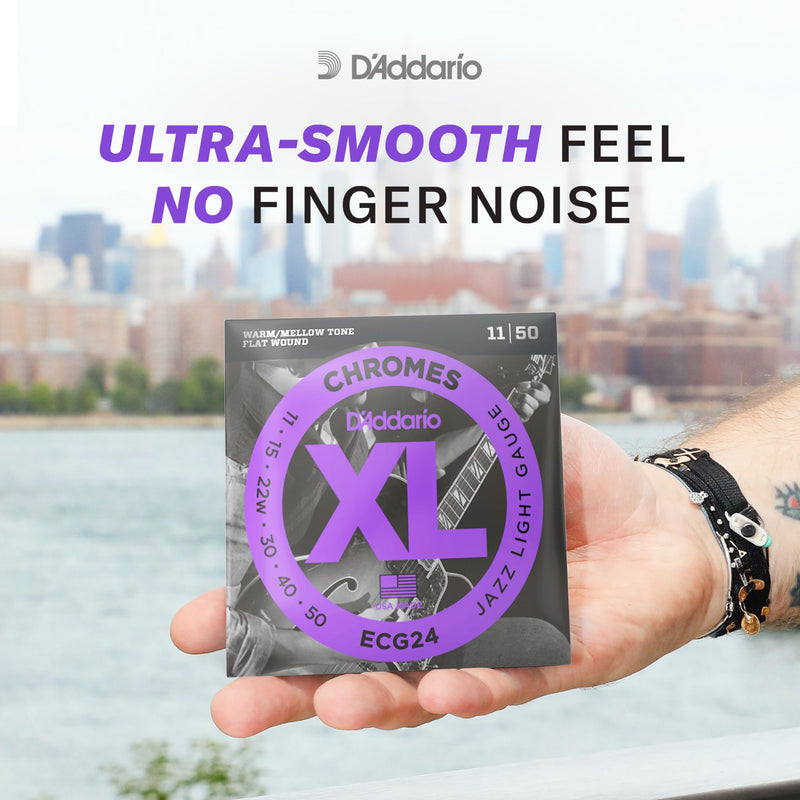 D'Addario XL Chromes Flat Wound Bass Guitar Strings - ECB81M - Medium Scale - Regular Light, 45-100