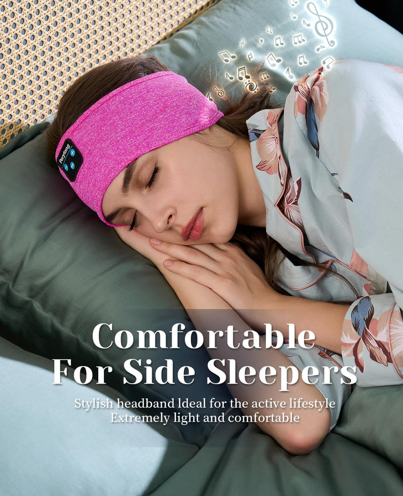Sleep Headphones Bluetooth Headband Sleeping Headphones Headband Wireless Sleep Headband with Comfortable Earbuds for Side Sleepers, Sleeping Eye Mask for Women Men Workout Running Cool Gifts Rose Pink