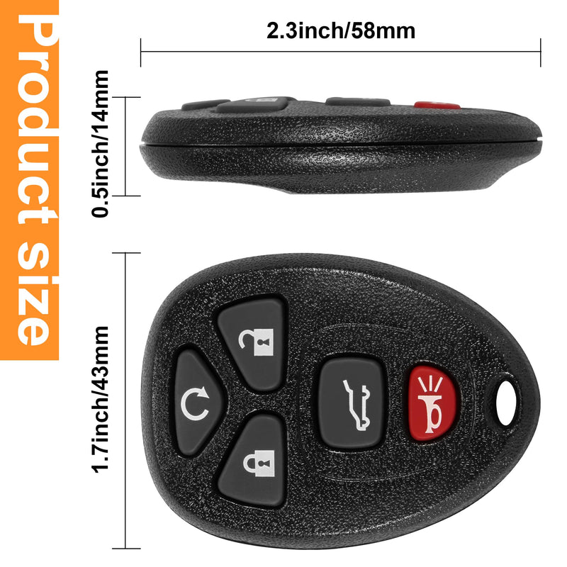 Key Fob, Keyless Entry Remote Start Control Replacement Fits for GMC Acadia 2007-2016 Yukon XL/Chevy Suburban Tahoe Traverse/Cadillac Escalade SRX/Buick Enclave FCC ID: OUC60270, OUC60221, 15913415 5-BTN