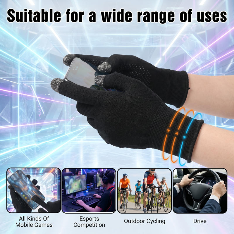 Gaming Gloves for Sweaty Hands, Ultra-Thin Full-finger Gaming Gloves | Breathable Touchscreen Gaming Gloves Anti-Sweat Mobile Finger Sleeves