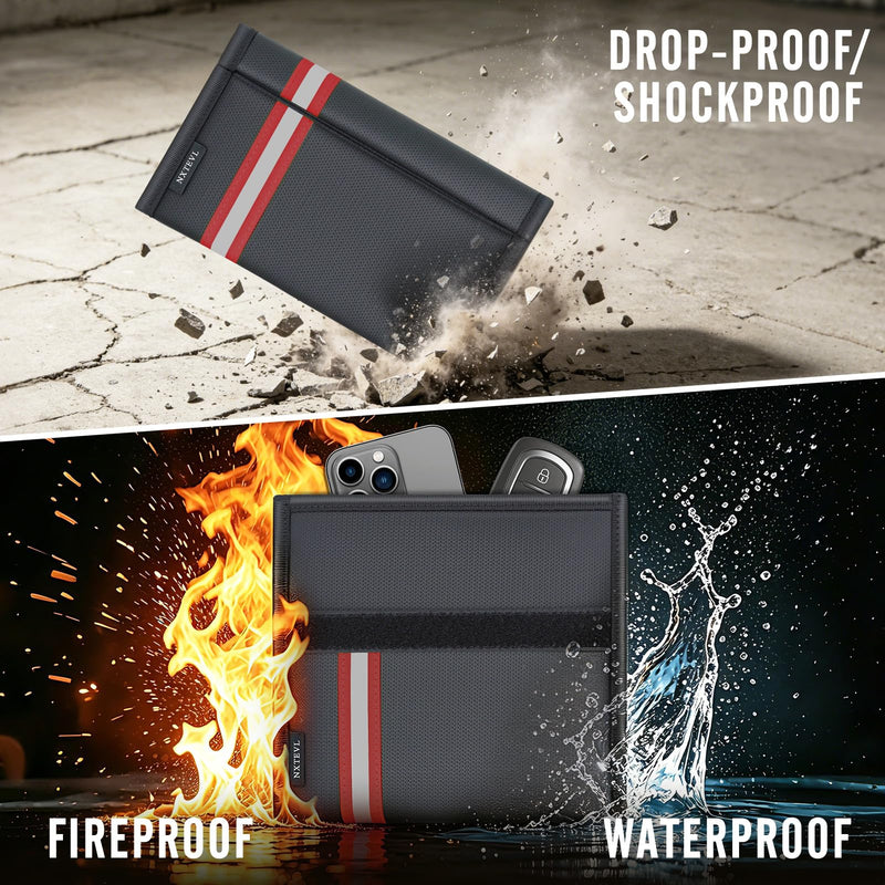 Faraday Bag RFID Signal Blocking Pouch, Military-Grade Anti-Tracking Fireproof Waterproof Pouch for Phone Car Key Credit Card Red