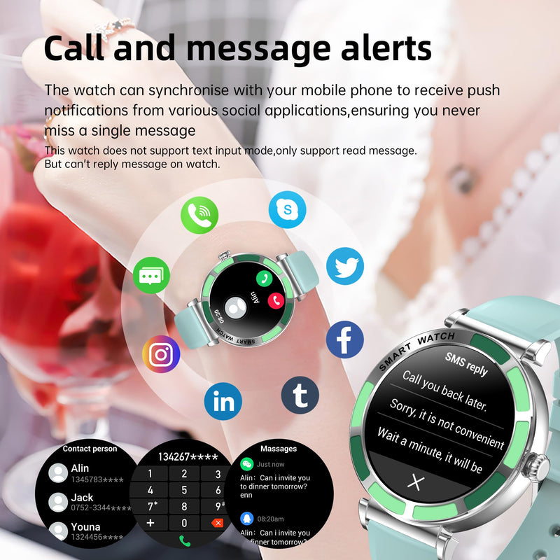 Smart Watch for Women Fitness Tracker Compatible for iPhone Android | 1.27" Round Touch Screen, IP67 Waterproof, 100+ Sports Modes, Bluetooth Call, Heart Rate, Sleep Monitor, Steps Fitness Watch Silver