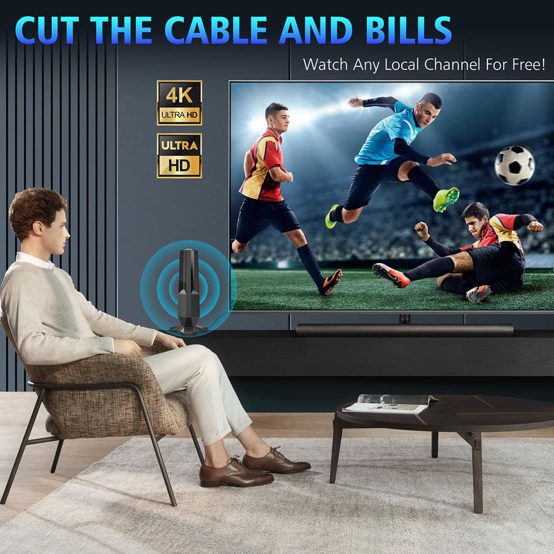 2025 TV Antenna for Smart TV,TV Antenna Support 4K 1080p TVs-TV Antenna for Local Channels with Amplifier and 360° Signal Booster,TV Antenna Indoor 1500 Miles-Smart HD TV Antennas with 25ft Coax Cable Black