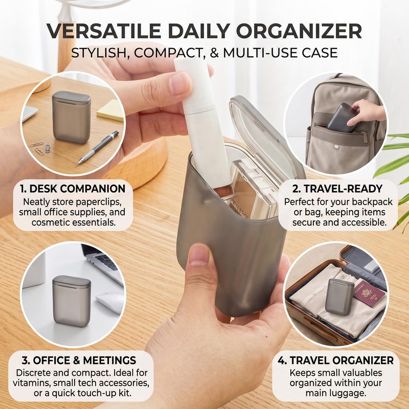 1Pcs Portable Cable Organizer Box, Translucent Case for Earbuds Chargers | Compact size, translucent grey finish, Holds chargers, earbuds, USB cables, Perfect for travel bags