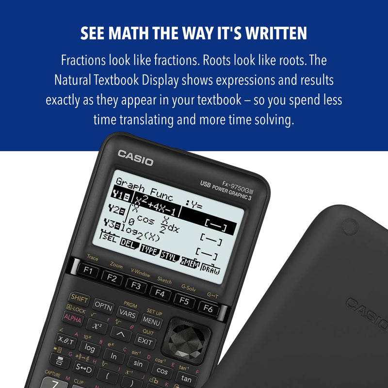 Casio fx-9750GIII Graphing Calculator, Python Programming, Black | Natural textbook display with Python programming; ideal for exams, STEM & advanced math