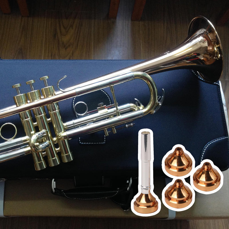Yibuy Trumpet Mouthpiece Brass Gold Plated 8.8cm Long 2.2cm Wide Suitable for Trumpet Set of 4