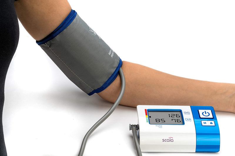 [AUSTRALIA] - scala SC 7620 blue upper arm blood pressure monitor with compact design for home and on the go. Easy to reliably measure blood pressure independently. M 