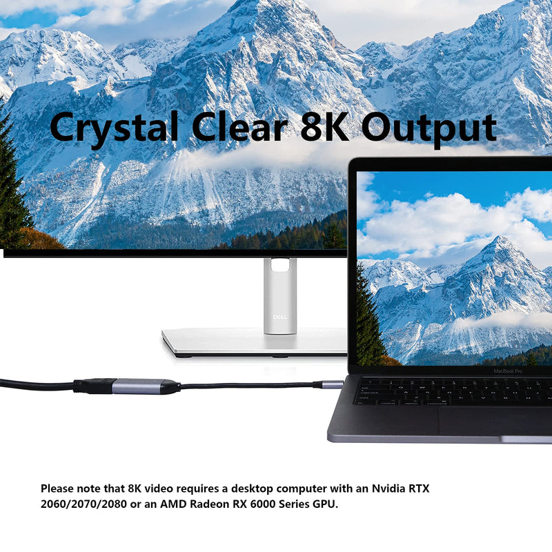 Hyper HyperDrive USB C to HDMI Adapter 8K60Hz, 4K144Hz, 2.1 HDR Video Output USB C to HDMI, Slim Design w/Silicone Cover, Compatible w/MacBook Pro/Air, iPad Pro/Air, Mac mini