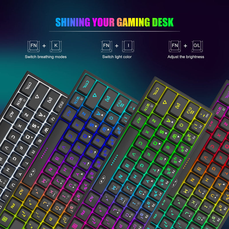 Mini 60% Gaming Keyboard, RGB Backlit 61 Key Ultra-Compact Keyboard, MageGee TS91 Ergonomic Waterproof Mechanical Feeling Office Computer Keyboard for PC, MAC, PS4, Xbox ONE Gamer(Black) Black