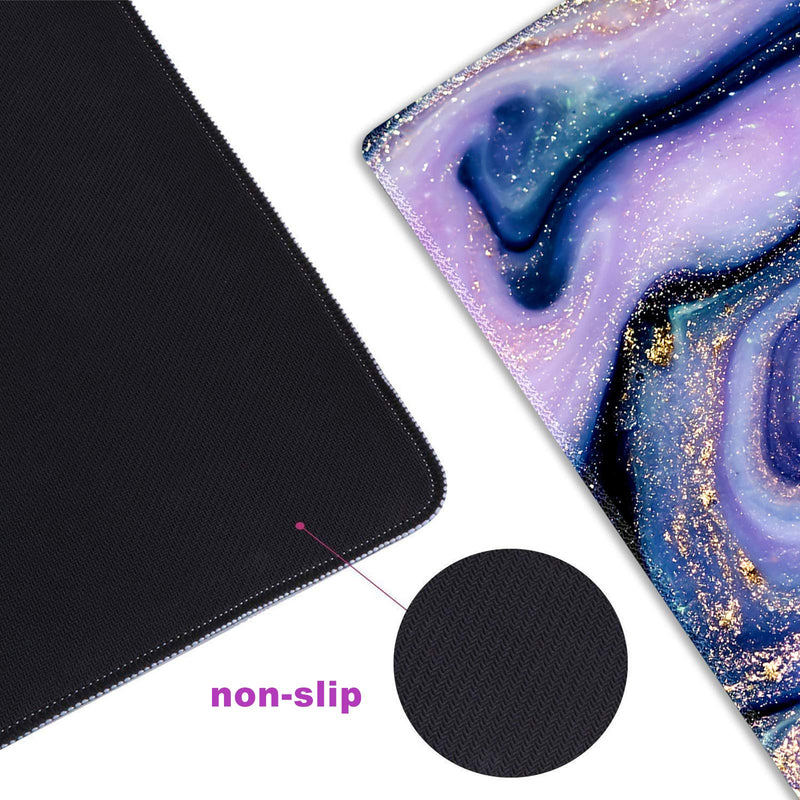 Extended Gaming Mouse Pad XXL ArtSo Large Keyboard Mat Long Mousepad Desk Decor Writing Pad Non Slip Rubber Base Stitched Edges for Work, Game, Office, Home, 35.1" x 15.7" , Purple Marble