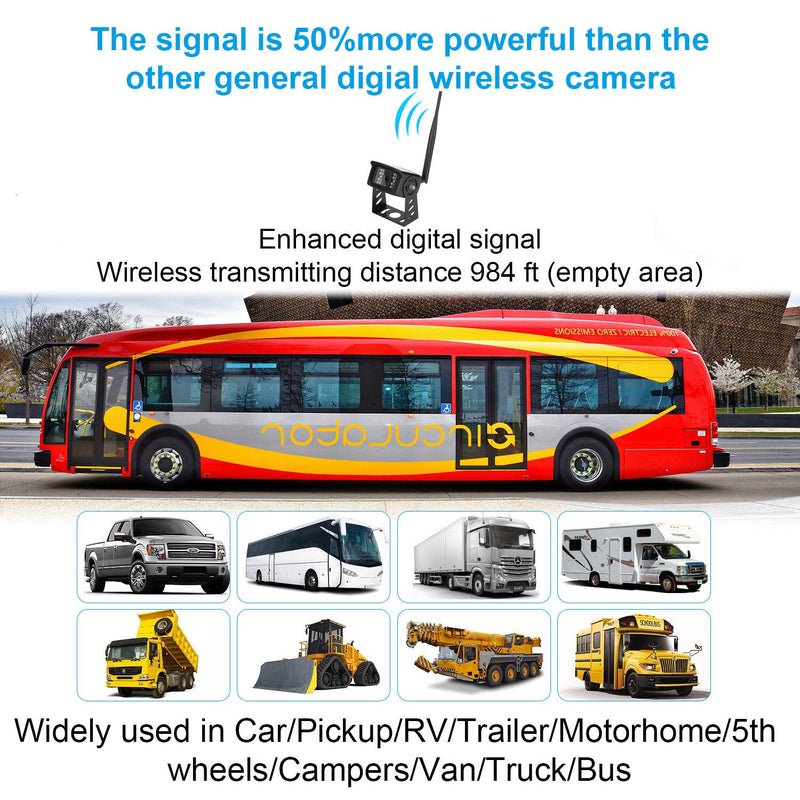 Digital Wireless Backup Camera,Heavy Duty Vehicle Rearview Reverse Waterproof Night Vision Camera for Truck Bus Travel Trailer Pickup Van Oversize Truck Fifth Wheel RV Campers Motor Home W03