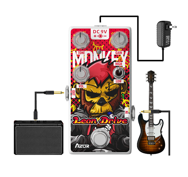 AZOR Leon Dirve Guitar Pedal, Mini Overdrive Analog Effect Pedal for Electric Guitar Pedalboard True Bypass AP503
