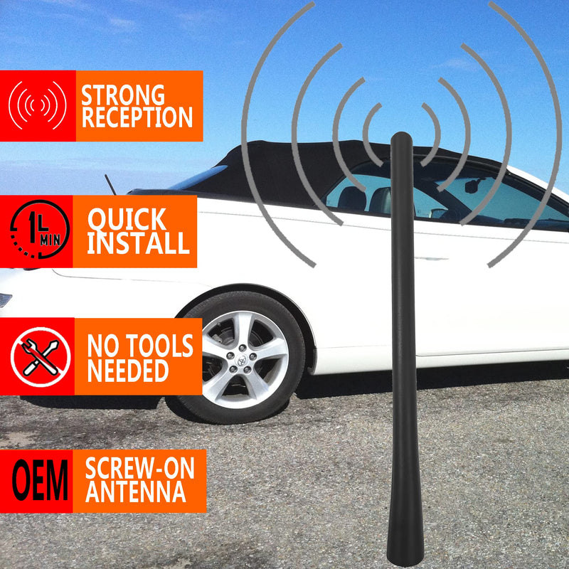 7 Inch Rubber Antenna for Toyota Solara Convertible (2004-2008), Toyota Solara Convertible Antenna - Car Wash Proof, Internal Copper Coil Antenna Mast Replacement