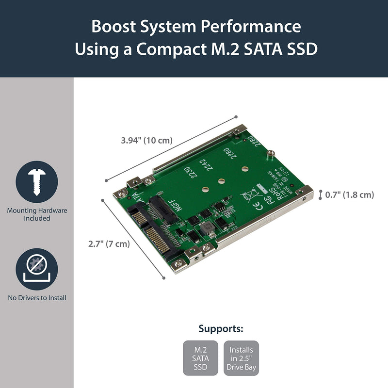 StarTech.com M.2 SATA SSD to 2.5in SATA Adapter and USB 3.1 to 2.5" SATA Hard Drive Adapter Bundle