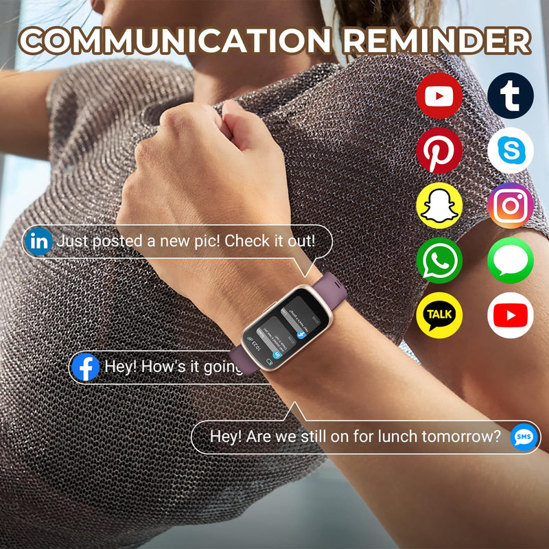 Health Fitness Tracker Smart Watch with 24/7 Heart Rate, Blood Oxygen, Sleep Tracker, Pedometer, 3 Colorful Bands & 3ATM Waterproof Activity Tracker with Step Calorie Counter, Smoke Violet