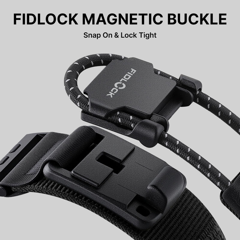 Bandletic Compatible with Apple Watch Ultra 3 / Ultra 2 Bands 49mm for Men | 30mm Wide Braided Nylon Strap with Magnetic Fidlock Hook Rope Buckle for iWatch Series 11/10 46mm, 9/8/7 45mm, SE/6/5/4 44mm Black Large(7.1"-7.6") 49/46/45/44mm