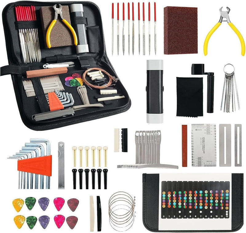 72 Pcs Guitar Tool Kit with Carry Bag,Professional Guitar Repairing Maintenance Tool Kit for Acoustic Guitar Electric Guitar Ukulele Bass Banjo,Ideal Guitar Accessories for Guitar Enthusiast