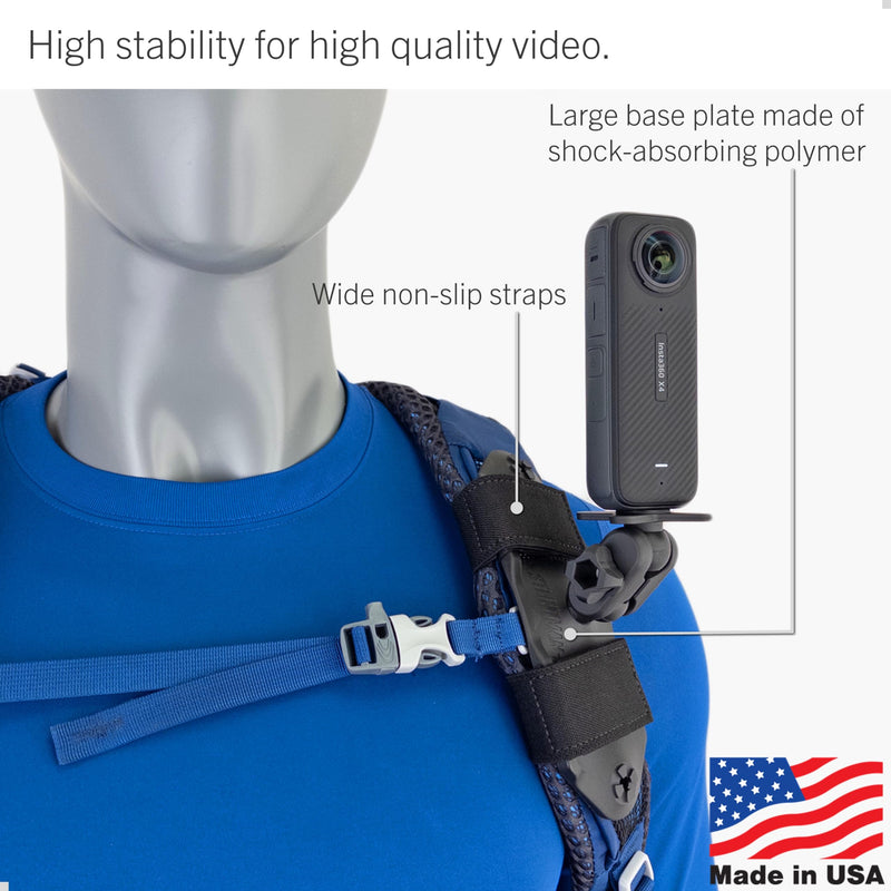 [AUSTRALIA] - STUNTMAN Pack Mount High-Stability - Backpack Shoulder Strap Mount for Action Cameras with a Tripod Socket - fits Insta360 (X4, X3, X2, ONE RS 1-Inch 360), DJI (Osmo Pocket 3, Pocket 2), and Others 