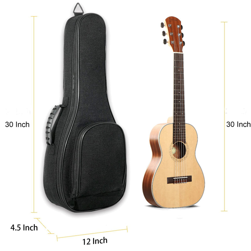 Baritone ukulele case 0.5 Inch Thick Padding ABS Handles Deviser Guitalele case linen fabric 30 inch Bass ukulele gig bag with Felt picks Black 30 Inch baritone Ukele case