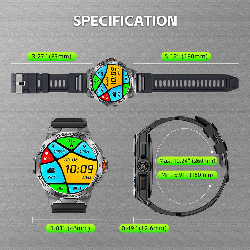 Military Smart Watch for Men (Answer/Make Calls) 1.43" HD 100+ Sports Modes | Rugged Smartwatch with AI Voice Heart Rate Sleep Tracker Calorie Pedometer Outdoor Tactical Smart watch for iPhone Android