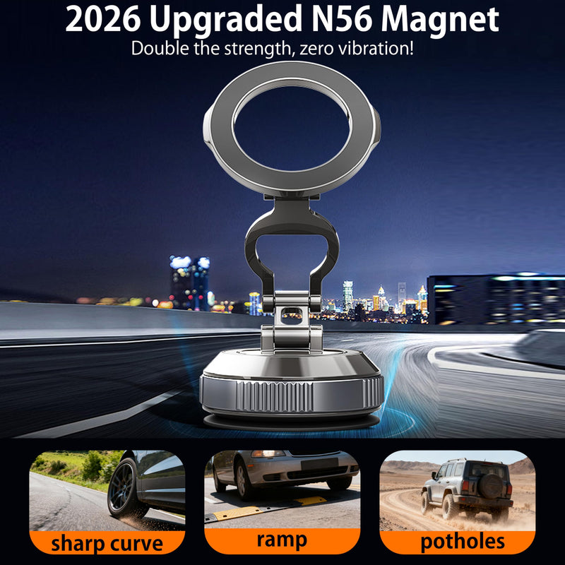 360° Vacuum Magnetic Car Phone Holder | 2800gf Magnet, 90+LBS Suction, Foldable Mount for iPhone 17/16/15/14/13/12 Series
