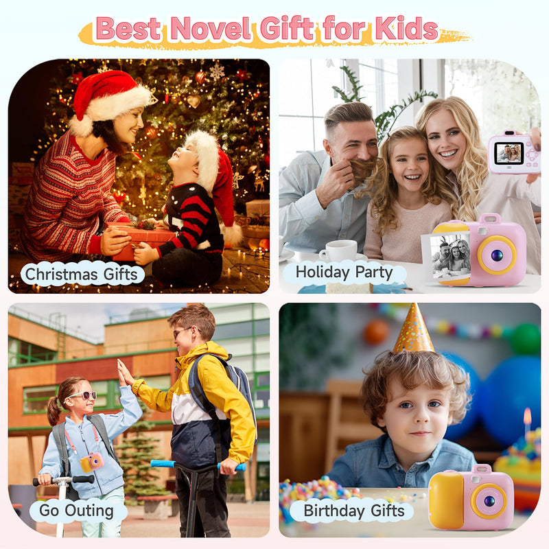 Kids Camera Instant Print for Girls Boys Age 3-12 Kids Toys, YEEHAO 12MP 1080P Kids Digital Cameras Christmas Birthday Gifts for 4 5 6 7 8 9 10 Year Old Girls, Toddler Camera Girls Toys
