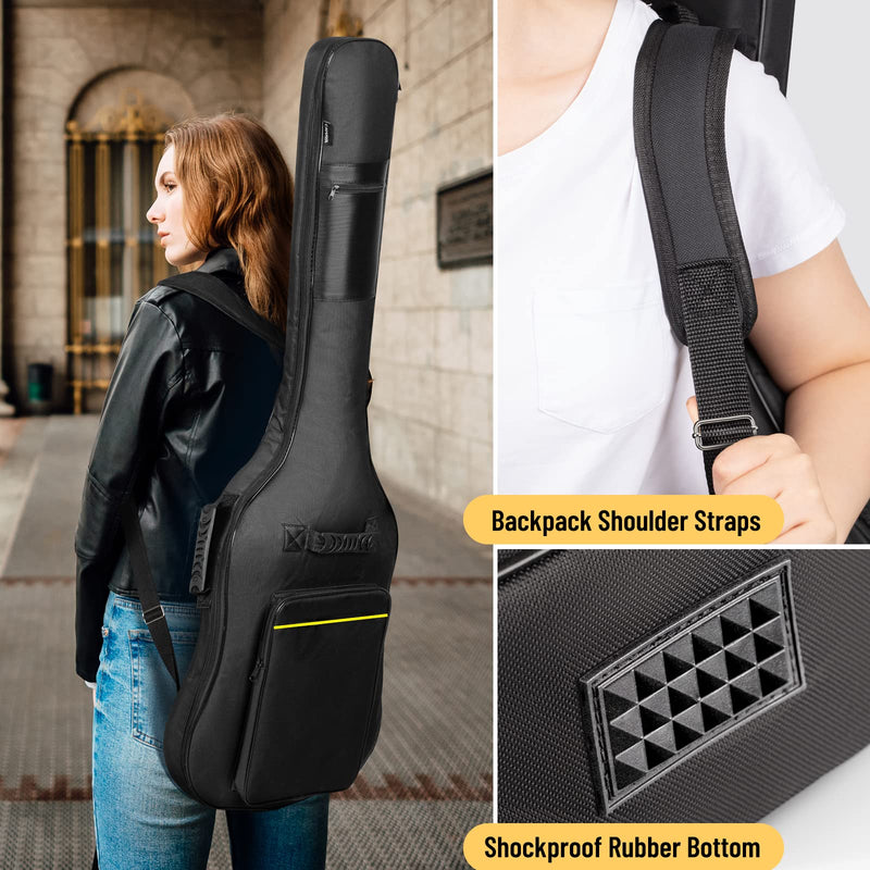 [AUSTRALIA] - CAHAYA Bass Guitar Bag Gig Bag 0.3in Padding Black Padded Backpack Soft Electric Bass Case CY0222 Bass Bag 