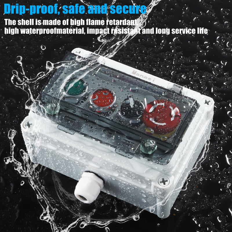 [AUSTRALIA] - Push Button Switch IP67 Outdoor Waterproof Button Switch Box Emergency Stop Button Switch,Red/Green Instantaneous Button Switch and Selection Switch with Protective Cover Anti-Misoperation Switch 