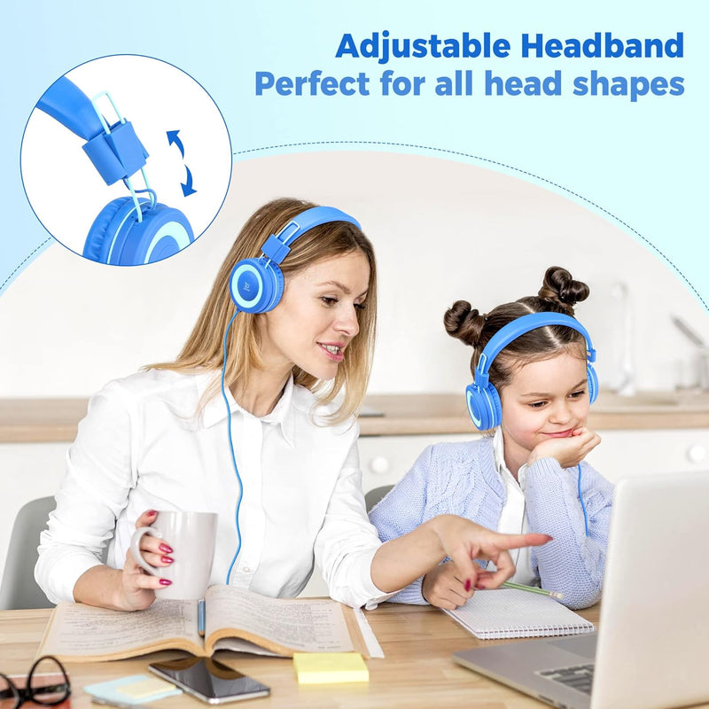 [AUSTRALIA] - Kids Headphones - noot products K11 Foldable Stereo Tangle-Free 3.5mm Jack Wired Cord On-Ear Headset for Children/Teens/Boys/Girls/Smartphones/School/Kindle/Airplane Travel/Plane/Tablet (Navy/Teal) Navy/Teal 
