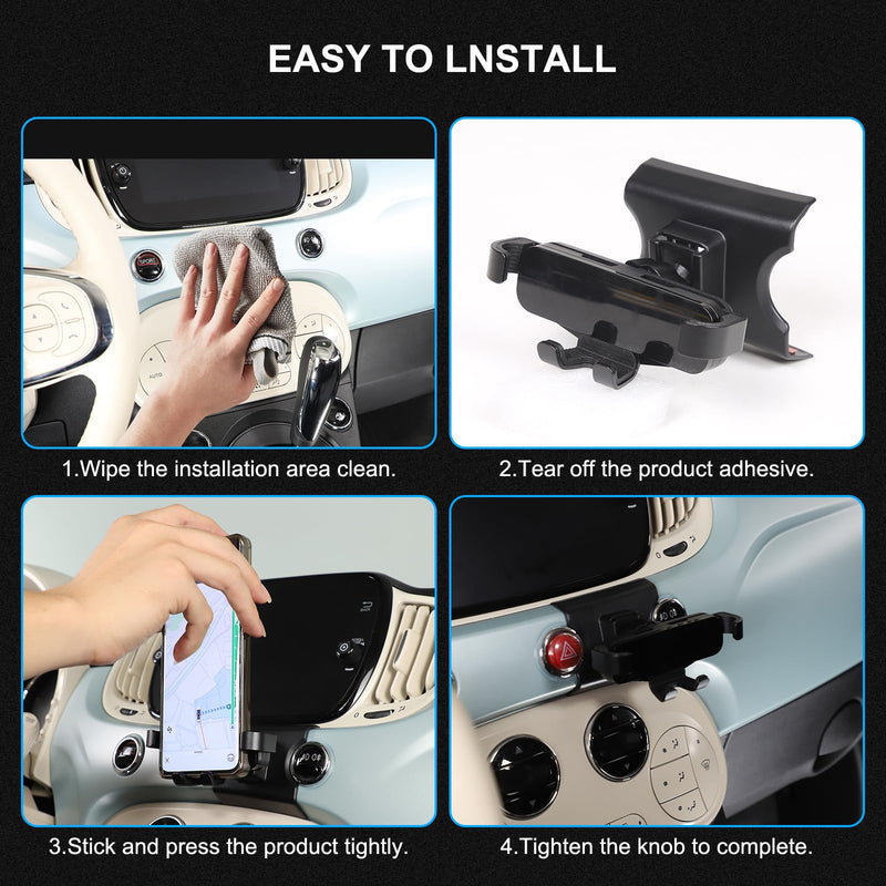 Car Center Console Cell Phone Holder Compatible with Fiat 500 2016-2023 Center Console Air Vent Under Phone Holder Adjustable 360 Rotation Vent Clip Fits for All Smartphones (Style B) Style B