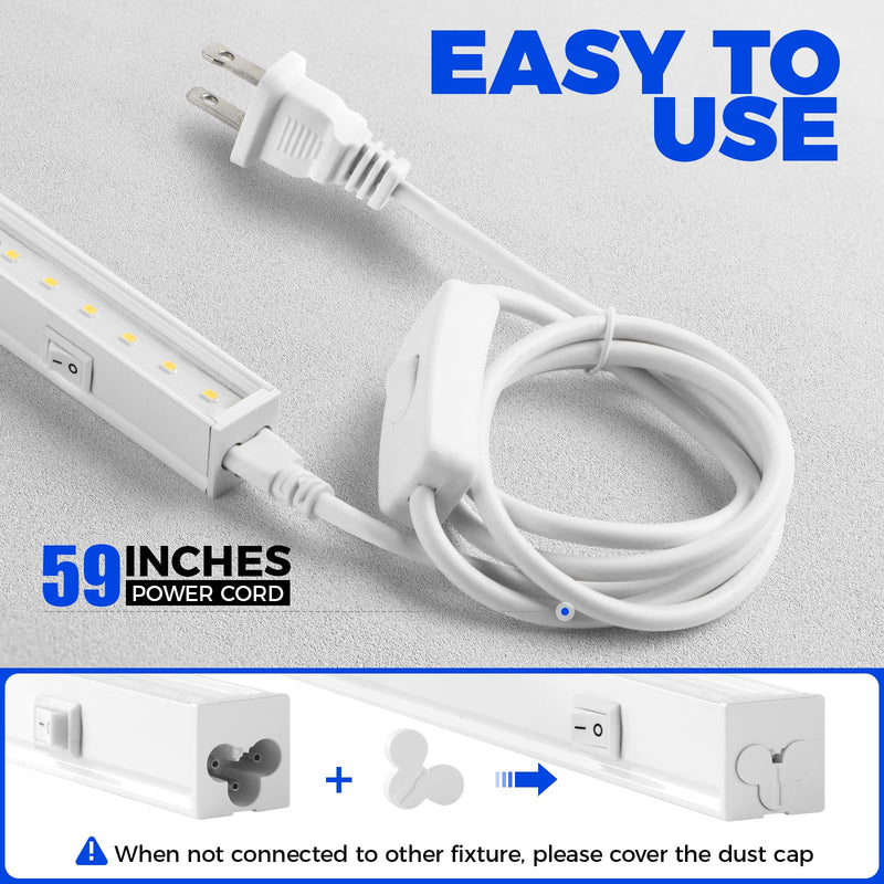 Barrina T5 Grow Lights for Indoor Plants, 5000K Full Spectrum, 1FT LED Growing Lamp, Plant Light Strip, for Seed Starting, Vegetables, Plug and Play, 4-Pack White 1FT-White Cover
