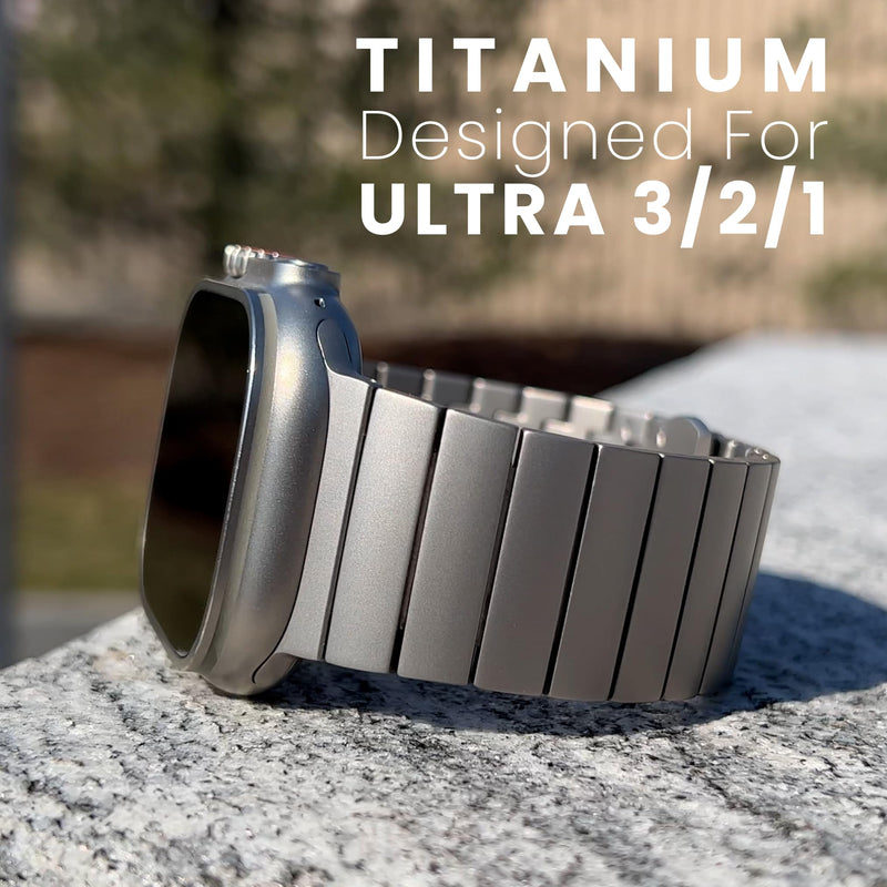 Titanium Bracelet for Apple Watch Ultra 3/2/1 (49mm), DLC Coating | Scratch Resistant Diamond-Like-Carbon Coating, Titanium Bracelet with Folding Clasp, Color Matching Titanium Natural Titanium