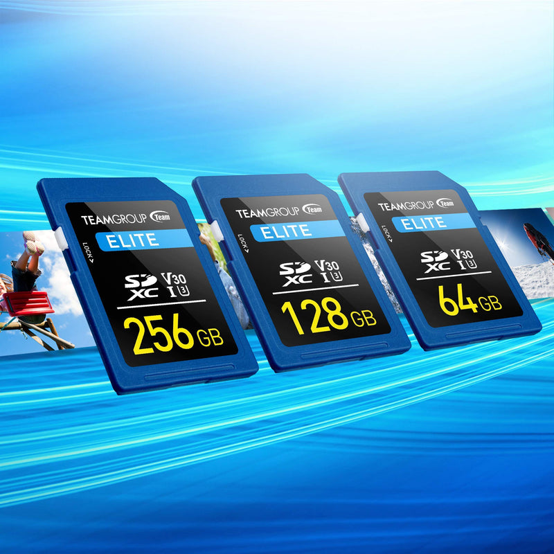 TEAMGROUP Elite 256GB UHS-I U3 V30 4K UHD Read Speed up to 90MB/s SDXC Memory Card for Professional Vloggers, Filmmakers, Photographers & Content Curators TESDXC256GIV3001 ELITE U3 V30