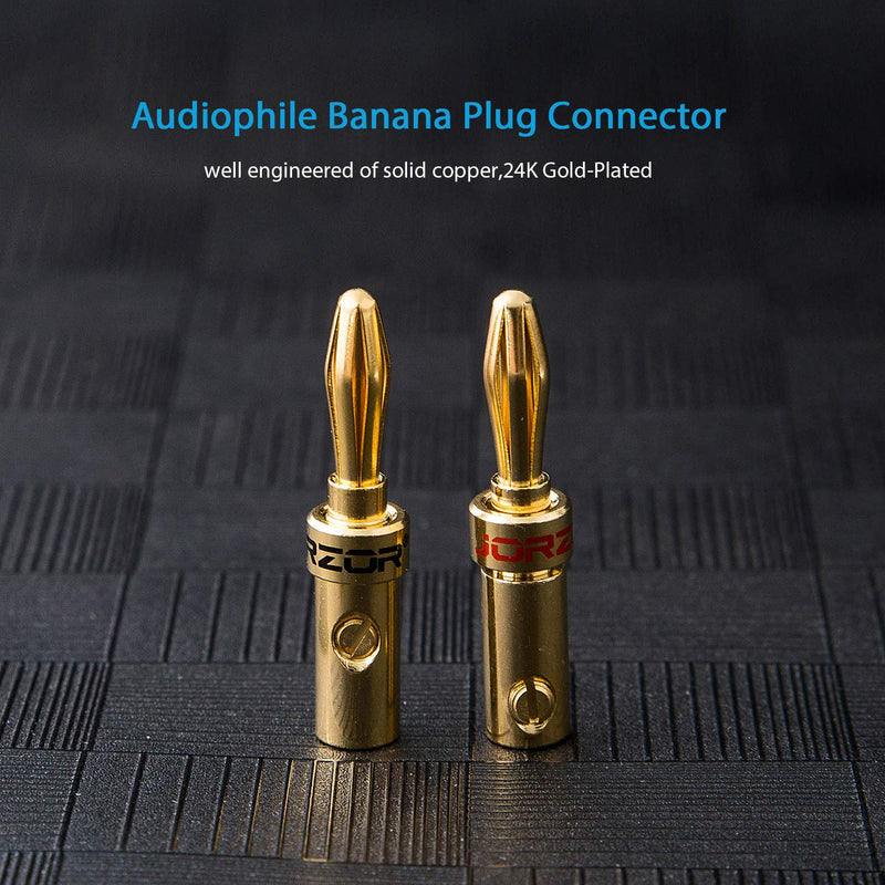 1 Pack 10AWG Speaker Cable,with Gold Plated Banana Plug,Oxygen Free Copper (1 Pack（6.6FT）) 1 pack（6.6FT）