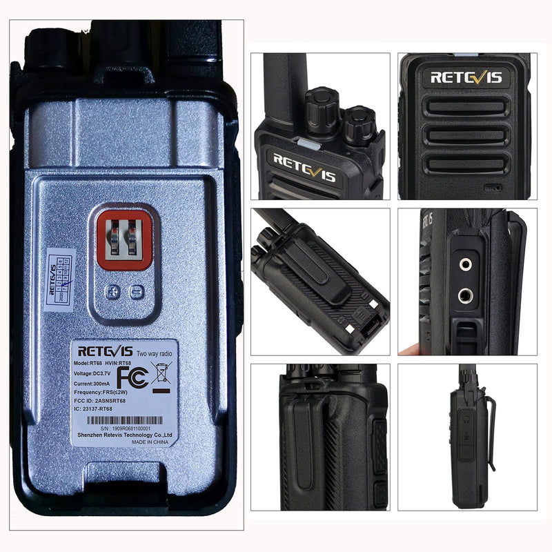 Retevis RT68 Walkie Talkies Rechargeable,Portable FRS Two-Way Radios for Adults,Heavy Duty 2 Way Radios Long Range,USB Charging Base,License Free Walkie Talkie for Road Trip Gifts Camping (2 Pack) without display
