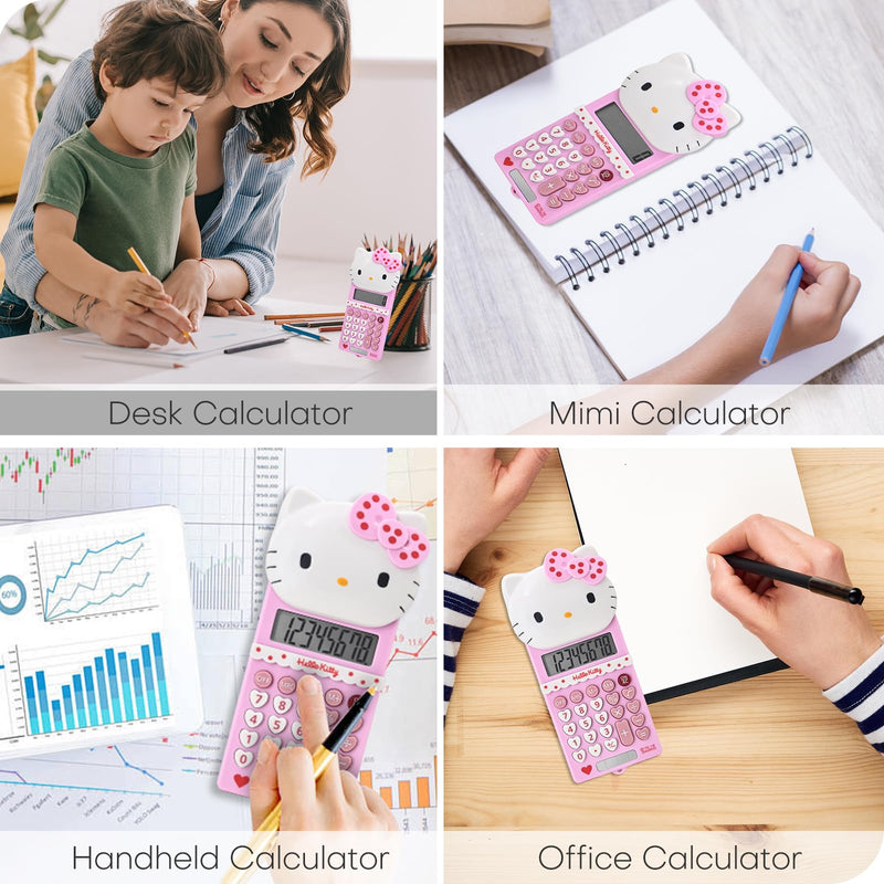 Cute Calculators, 8 Digit with LCD Display for Teachers Student Basic Office, Kids Calculator, Calculator for School, Mini Calculator, Cartoon Calculator, Handheld Calculator 5.9×2.6 inch Pink FG-Pink