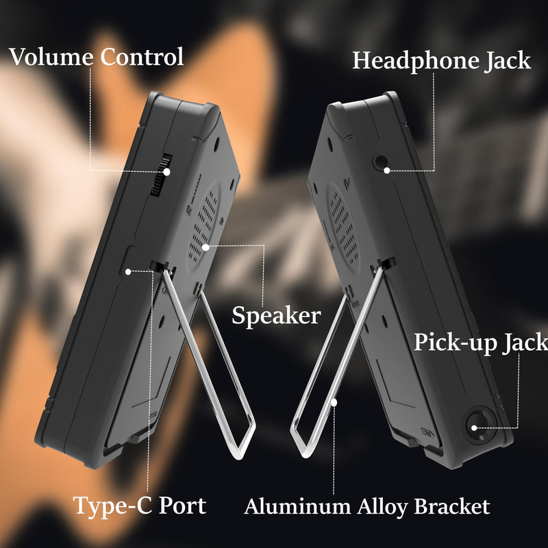Metronome Tuner,Fast and Accurate Tuning, Three Beat Sound,English Vocal Counting Beat,Built-in Rechargeable Battery,Suit for Guitar, Bass, Saxophone ect MT-Black