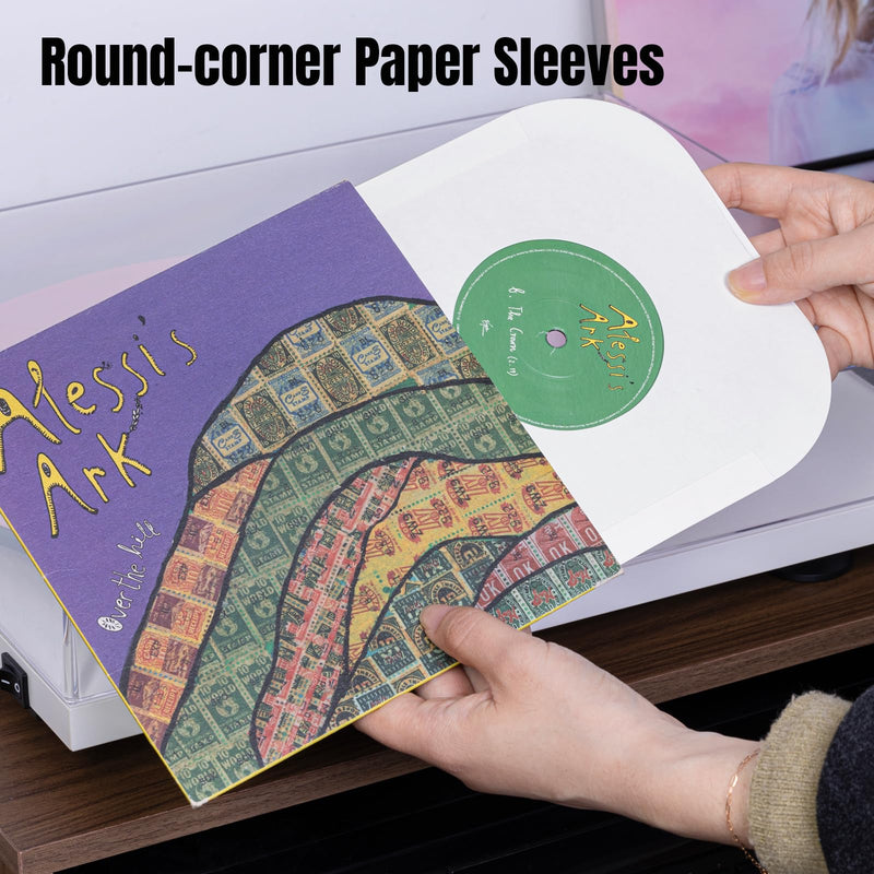 7 Inches Record Inner Sleeves, 40 Pack Acid-Free Paper Vinyl Record Inner Protective Sleeves for 7" EP Vinyl Records, White