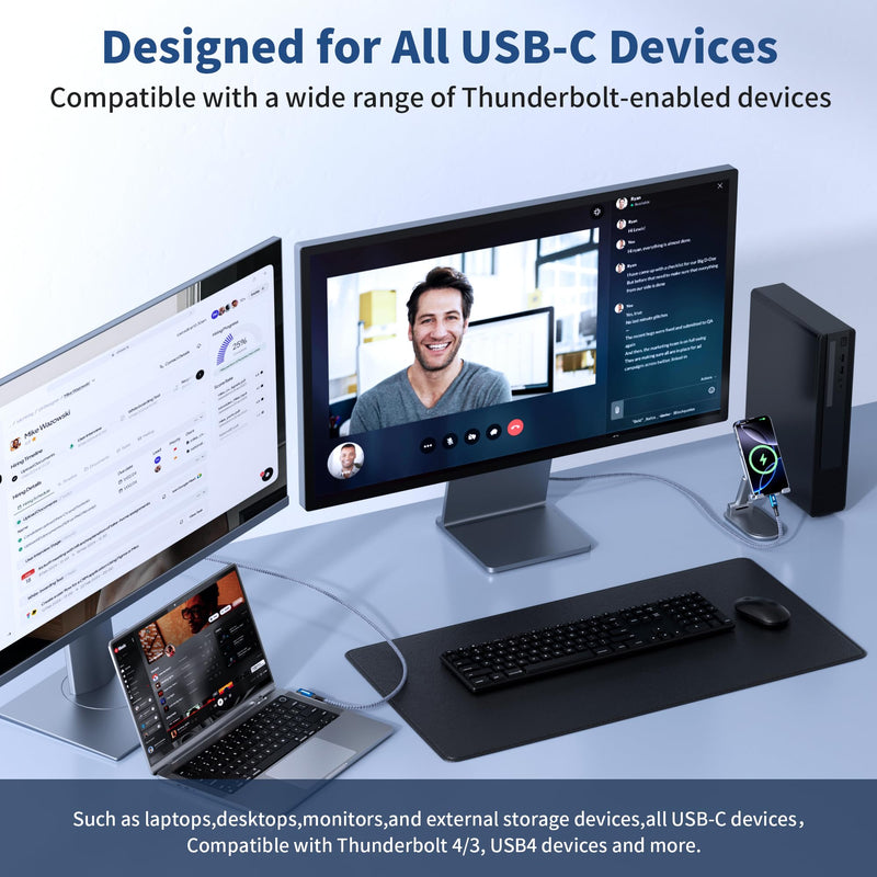 240W for Thunderbolt 5 Cable Right Angle 15ft, Support 5K / 4K@60Hz, 20Gbps for iPhone 17, Thunderbolt 4, USB4, SSD, MacBook M4 Pro, Dock, eGPU, Mac mini M4 / M4 Pro Right Angle 15 feet TB5