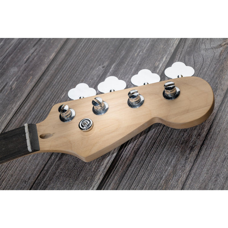 [AUSTRALIA] - Musiclily Basic 4-in-line 24:1 Ratio Open Gear Machine Heads Tuners Tuning Pegs Keys with Clover Button for Electric Bass, Chrome 4R Chrome 