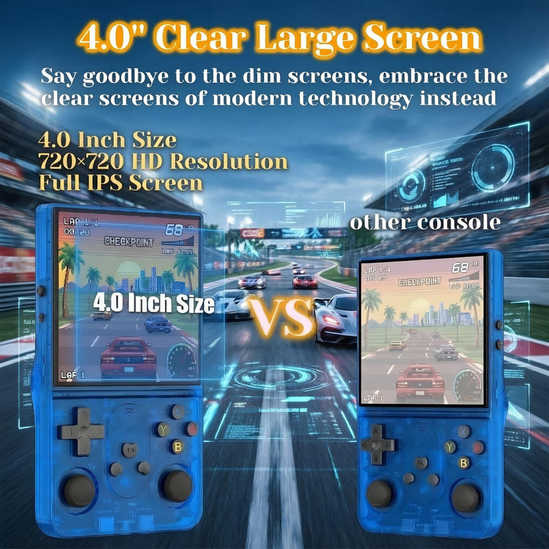 S600 Retro Gaming Console, Handheld Game Console with Games | 4.0" 720x720 IPS Display, 22,000+ Built-In Games, 4000mAh Battery, 64GB Storage for Gaming, Travel & Gifts Blue 64 GB
