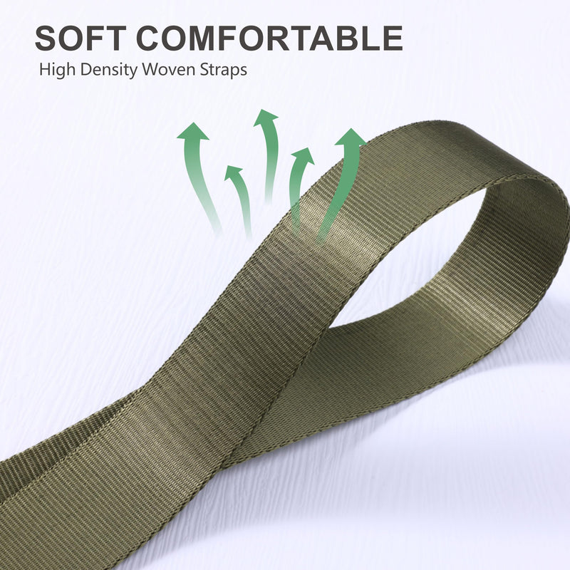 [AUSTRALIA] - Padwa Lifestyle Adjustable Camera Strap - 1.5" Full Grain Leather Ends Camera Straps for Photographers, Adjustable Neck Shoulder & Crossbody Nylon Strap Quick Release for Cameras and Binoculars Solid Olive Green Adjustable 38~66 inch / 1.5" Wide 