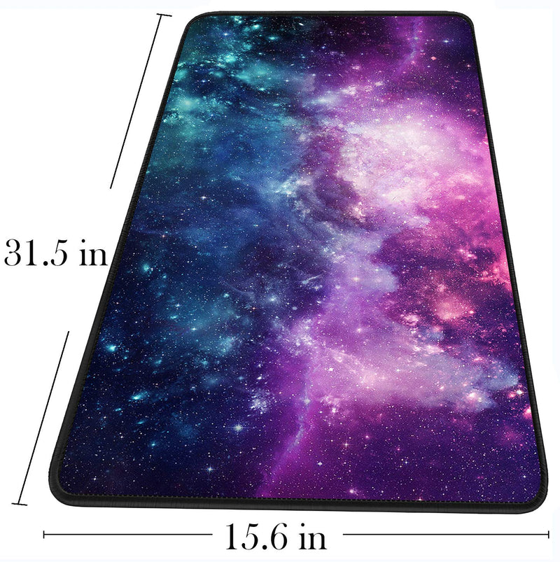 Gaming Mouse Pad, 31.5x15.7x0.12 inch Waterproof Computer Keyboard Mouse Mat Non-Slip Mousepad Rubber Base and Stitched Edges for Game Players, Office, Study, Esports Pros, Home, Desktop galaxy