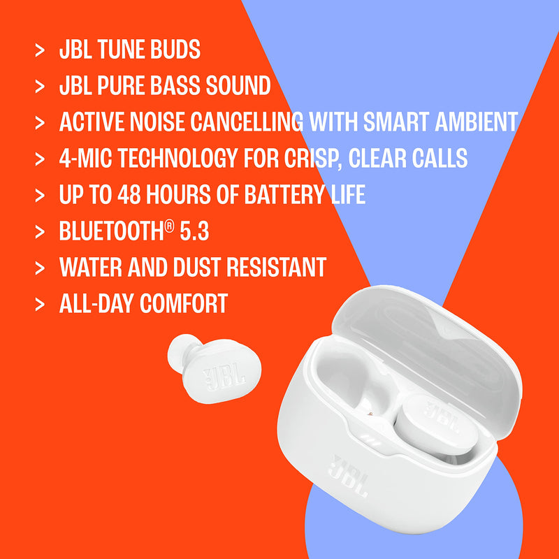 JBL Tune Buds - Noise Cancelling Earbuds - Black | JBL Pure Bass Sound, Bluetooth 53 with LE audio support, Active Noise Cancelling with Smart Ambient