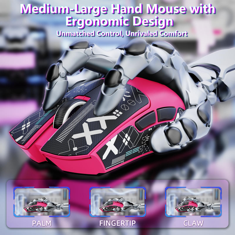 [AUSTRALIA] - MAMBASNAKE Attack Shark X11SE Lightweight Wireless Gaming Mouse, Tri-Mode 2.4G/USB-C Wired/BT, 22K DPI, PAW3311 Optical Sensor, 59g, 5 Programmable Buttons, 300mAh Battery for PC/Mac((Berry-Griptape) Berry Red-Griptape 