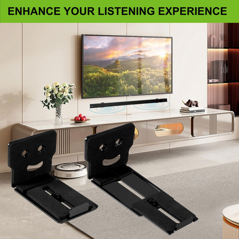 [AUSTRALIA] - Suixing Adjustable Soundbar Mount, Universal Sound Bar Wall Brackets Works with Most Sound bar Mounts, Length Adjustable 3.4''-5.2'', Removable and Lockable Mounting Bracket(Square) Black_3.4"-5.2" Length Adjustable 3.4"-5.2" 